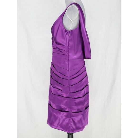 JS Collection Dress Womens 10 Purple Stretch Satin Layered Sleeveless Lined - Picture 11 of 13